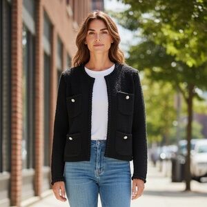 J. Crew Classic Black Knit Jacket